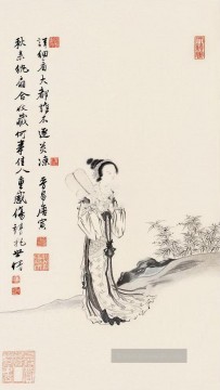 Traditionelle chinesische Kunst Werke - Tang Yin Mädchen Triptich Kunst Chinesische